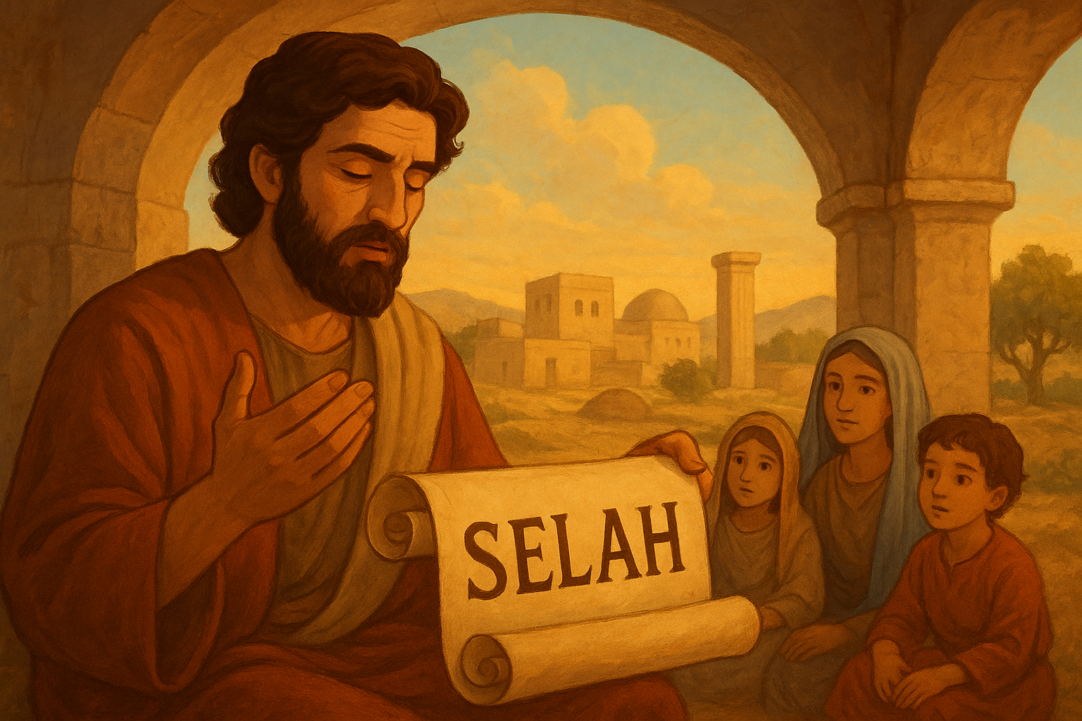 Cartoon illustration representing what does selah mean in the bible