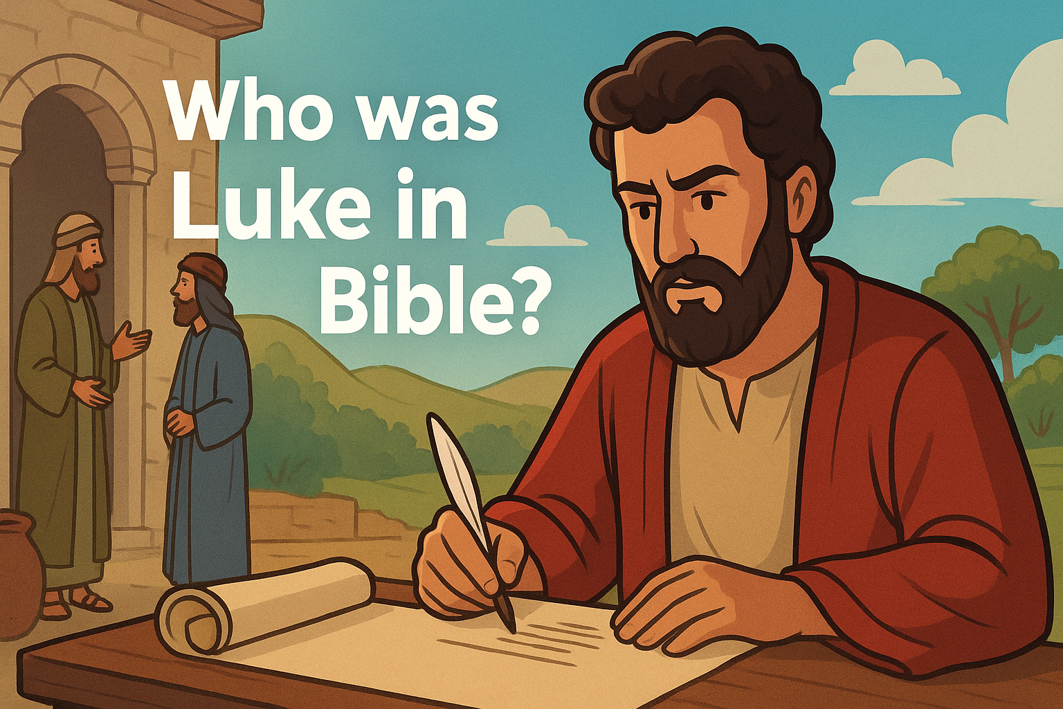 Cartoon illustration representing who was luke in the bible