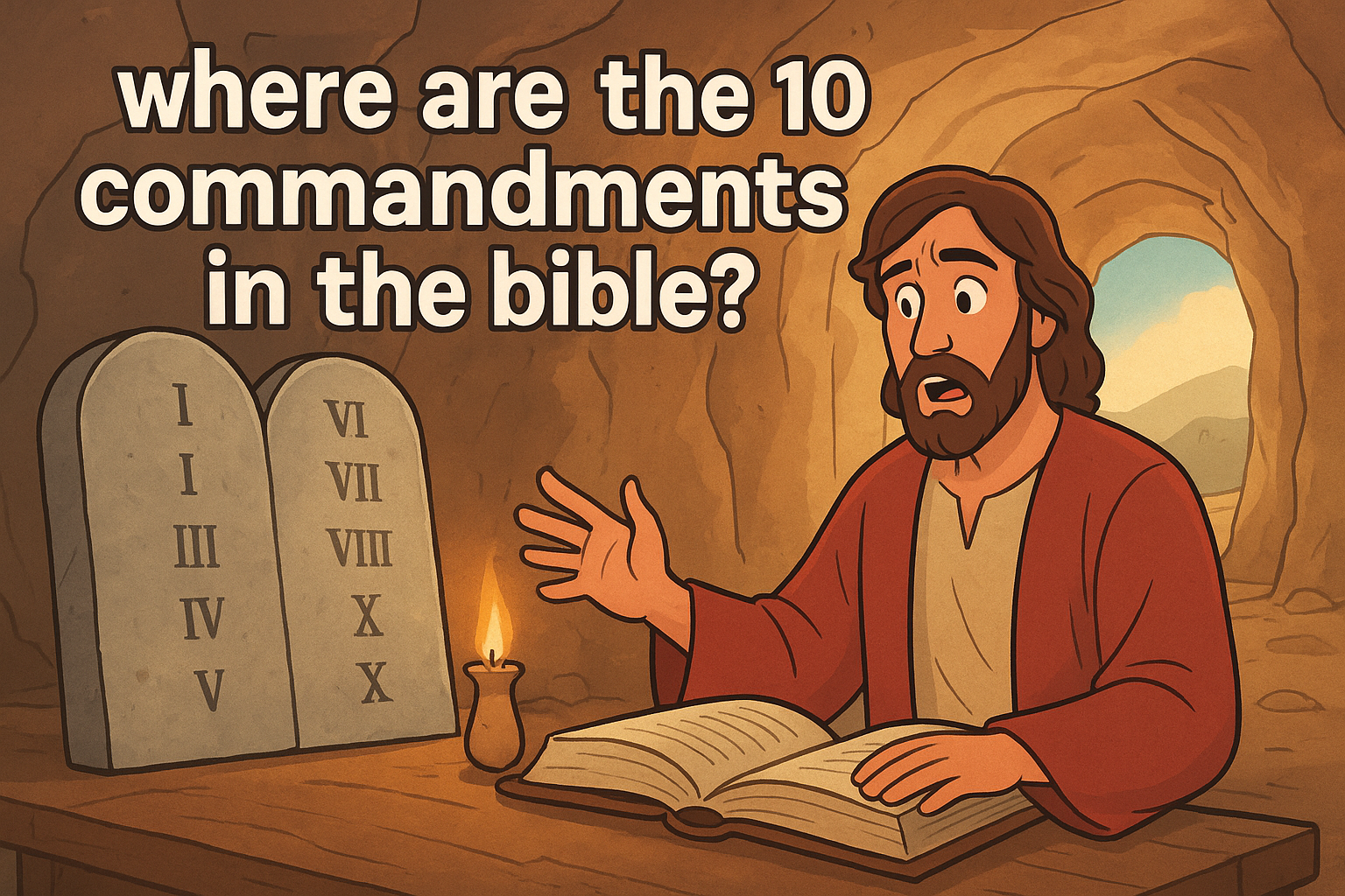Cartoon illustration representing where are the 10 commandments in the bible