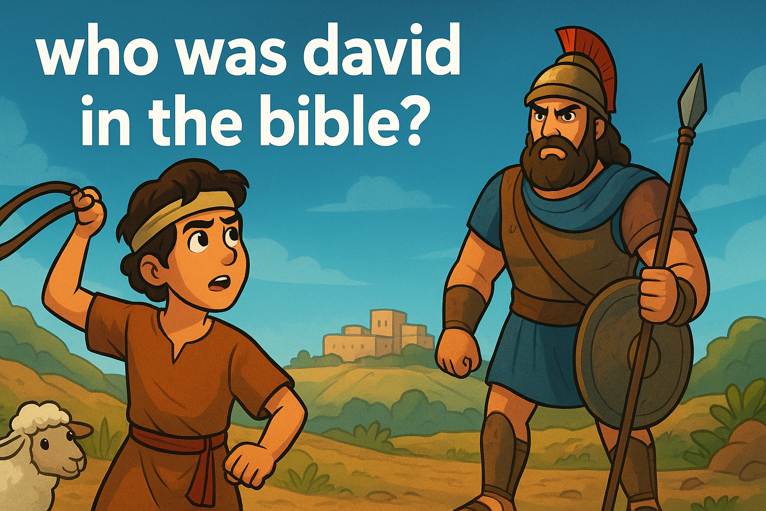 Cartoon illustration representing who was david in the bible